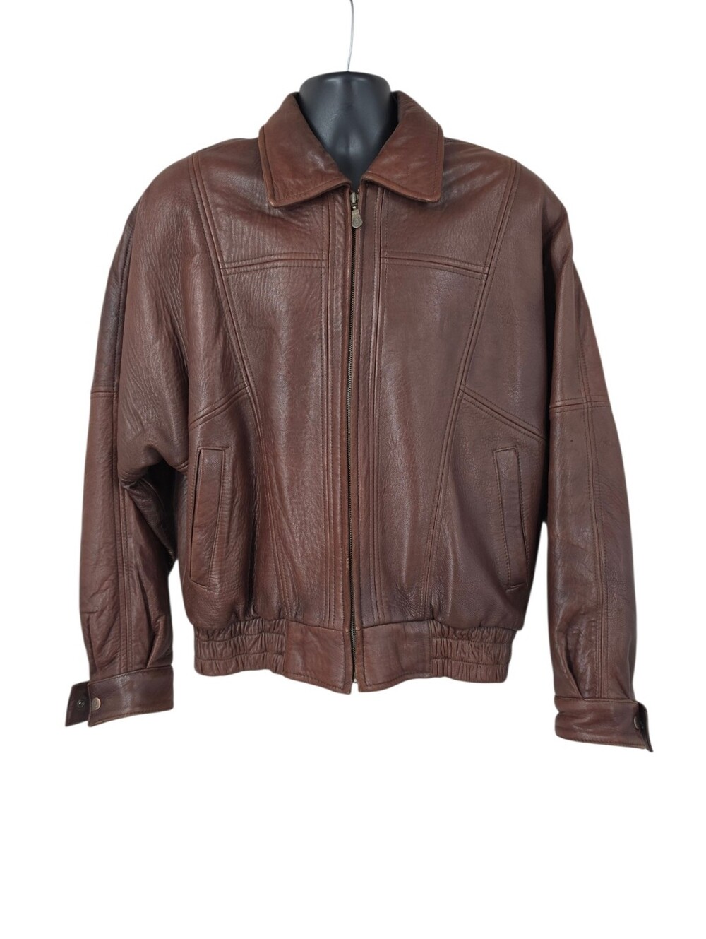 Roundtree & Yorke Vintage Brown Leather Bomber Jacket